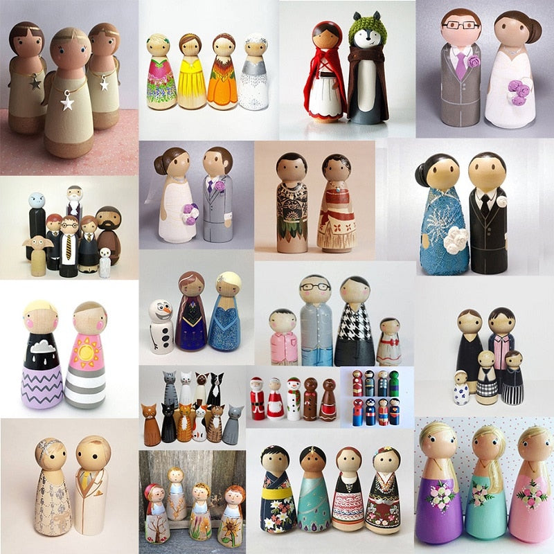 Unpainted Wooden Peg Dolls